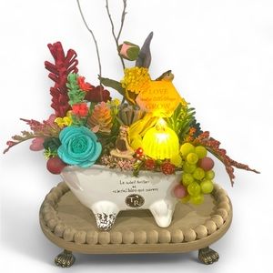 Vintage Inspired Footed Succulent Bathtub Garden Centerpiece